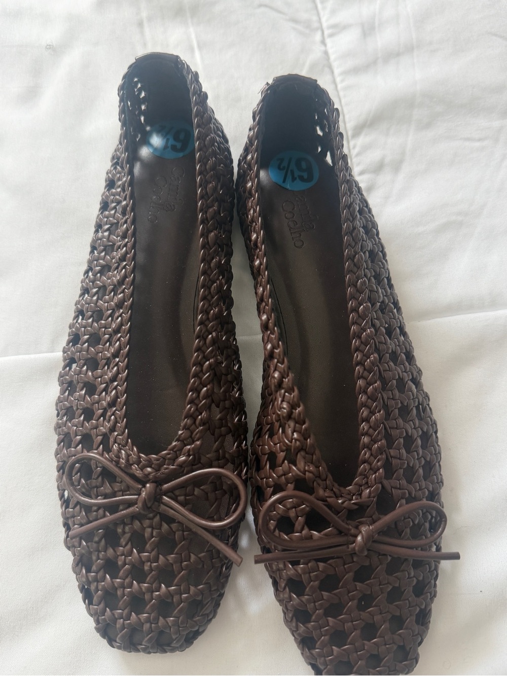 Camila Coelho Dark Brown Woven Ballet Flats with Bow - Picture 4 of 7